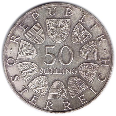 Moneda de plata 50 schilling Austria 1971 Julius Raab.