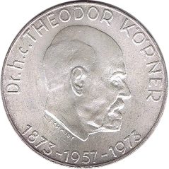 Moneda de plata 50 schilling Austria 1973 Thedor Koerner.  - 1