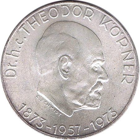 Moneda de plata 50 schilling Austria 1973 Thedor Koerner.  - 1