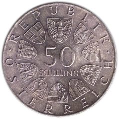 Moneda de plata 50 schilling Austria 1973 Thedor Koerner.