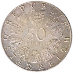 Moneda de plata 50 schilling Austria 1974 Exposición Jardines.