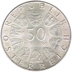 Moneda de plata 50 schilling Austria 1974 Catedral de Salzburgo.