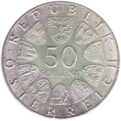 Moneda de plata 50 schilling Austria 1974 Policía austriaca.