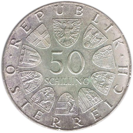 Moneda de plata 50 schilling Austria 1974 Policía austriaca.