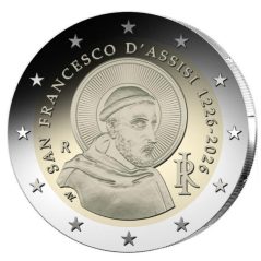 moneda conmemorativa 2 euros Italia 2026 San Francisco de Asís  - 1