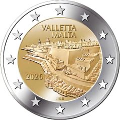 moneda conmemorativa 2 euros Malta 2026 Valletta.  - 1