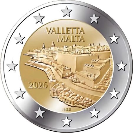 moneda conmemorativa 2 euros Malta 2026 Valletta.  - 1