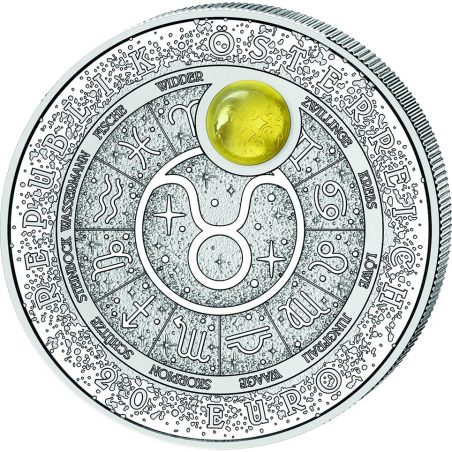 moneda Austria 20 Euros 2026 Tauro. Ámbar. Plata  - 1