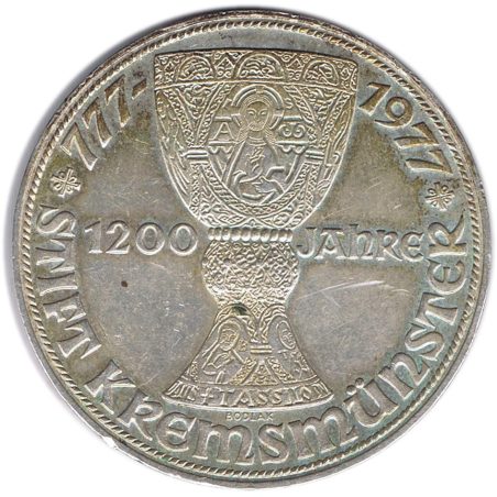 Moneda de plata 100 schilling Austria 1977 monasterio Kremsmünster.  - 1