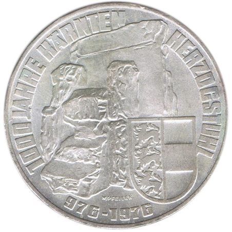 Moneda de plata 100 schilling Austria 1976 Milenario Carinthia.  - 1