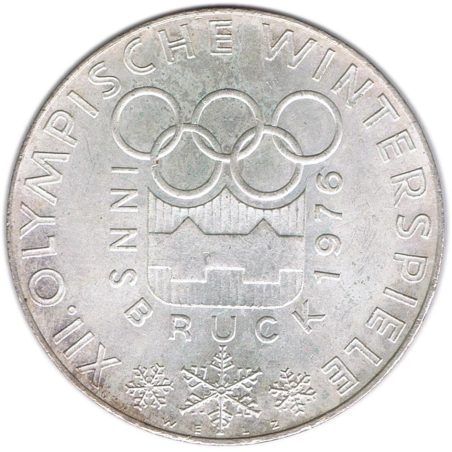 Moneda de plata 100 schilling Austria 1976 Olimpiada de Innsbruck.  - 1