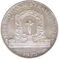Moneda de plata 100 schilling Austria 1975 Johann Strauss.  - 1