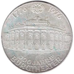 Moneda de plata 100 schilling Austria 1976 Burgtheater.  - 1