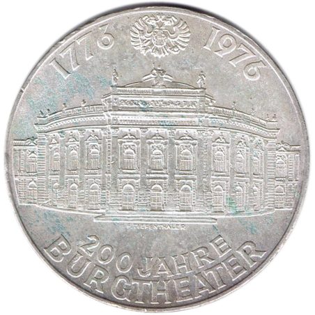 Moneda de plata 100 schilling Austria 1976 Burgtheater.  - 1