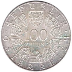 Moneda de plata 100 schilling Austria 1976 Burgtheater.