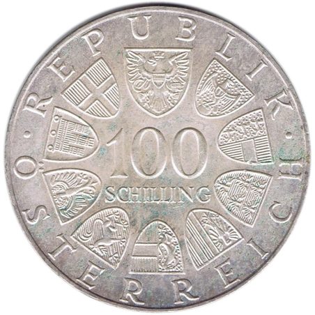 Moneda de plata 100 schilling Austria 1976 Burgtheater.