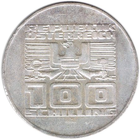 Moneda de plata 100 schilling Austria 1975 Tratado de Estado.