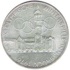 Moneda de plata 100 schilling Austria 1976 Aros Olímpicos Innsbruck.  - 1