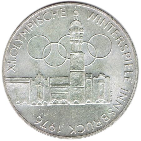 Moneda de plata 100 schilling Austria 1976 Aros Olímpicos Innsbruck.  - 1