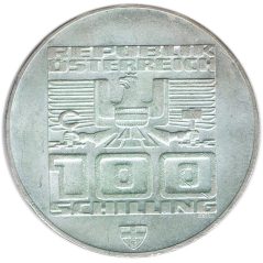 Moneda de plata 100 schilling Austria 1976 Aros Olímpicos Innsbruck.
