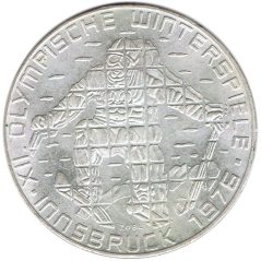 Moneda de plata 100 schilling Austria 1976 Esquiador en Innsbruck.  - 1