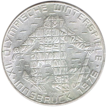 Moneda de plata 100 schilling Austria 1976 Esquiador en Innsbruck.  - 1