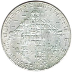 Moneda de plata 100 schilling Austria 1976 Esquiador en Innsbruck.  - 1