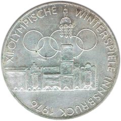 Moneda de plata 100 schilling Austria 1976 Aros Olímpicos Innsbruck.  - 1
