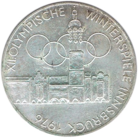 Moneda de plata 100 schilling Austria 1976 Aros Olímpicos Innsbruck.  - 1