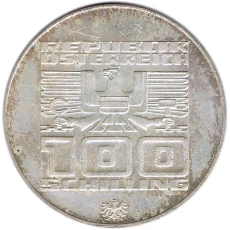 Moneda de plata 100 schilling Austria 1976 Aros Olímpicos Innsbruck.
