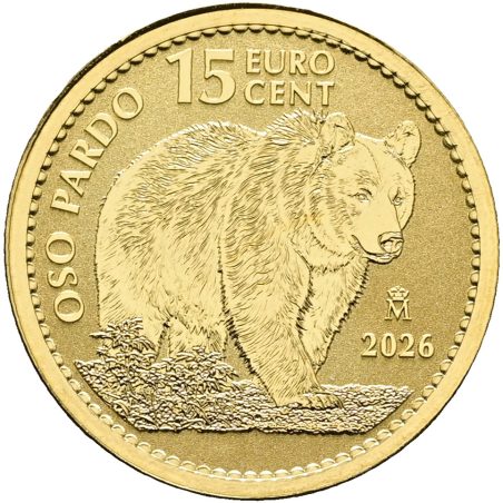 Moneda 1/10 Onza de oro 15 cts. de euro España 2026 Oso Pardo.  - 1