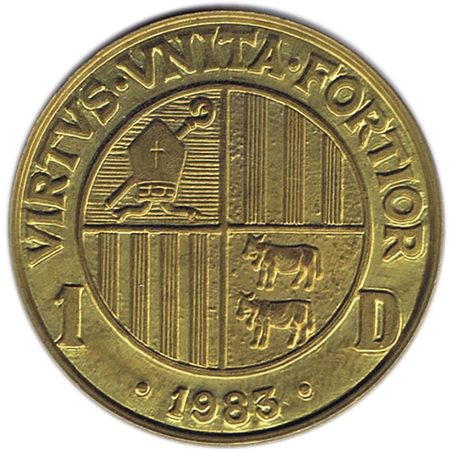 Moneda Andorra 1 Diner 1983 Bisbe d'Urgell.