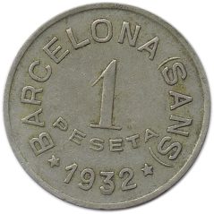 Moneda 1 peseta Cooperativa Obrera La Nueva Actividad. Sans.  - 1