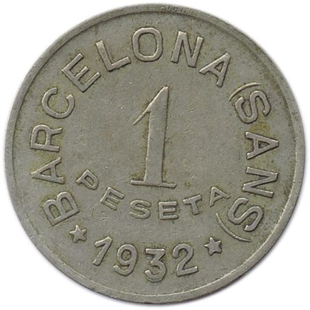 Moneda 1 peseta Cooperativa Obrera La Nueva Actividad. Sans.  - 1