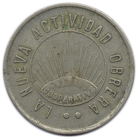 Moneda 1 peseta Cooperativa Obrera La Nueva Actividad. Sans.