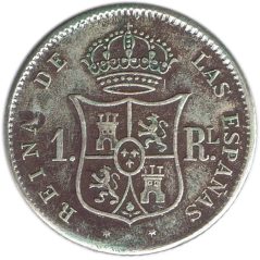 Moneda 1 Real 1852 Isabel II Barcelona. Plata.  - 1
