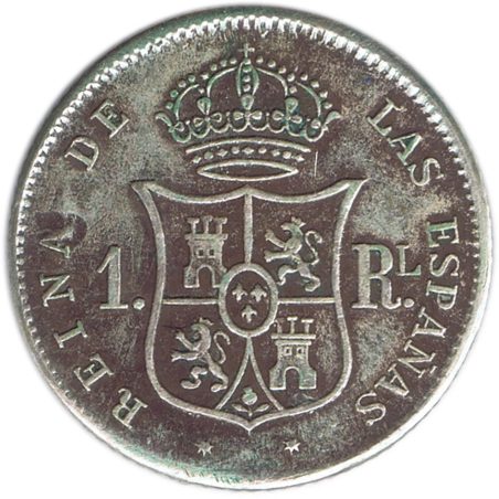 Moneda 1 Real 1852 Isabel II Barcelona. Plata.  - 1