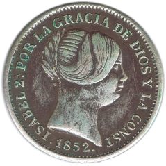Moneda 1 Real 1852 Isabel II Barcelona. Plata.
