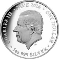 Moneda onza de plata 1$ Niue 2026 Serie Lunar Americana. Mustang.