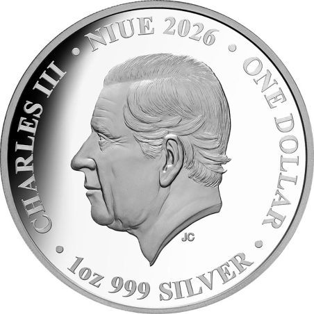 Moneda onza de plata 1$ Niue 2026 Serie Lunar Americana. Mustang.
