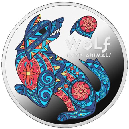 Moneda de plata 1$ Niue 2025 Spirit Animals. Lobo.  - 1