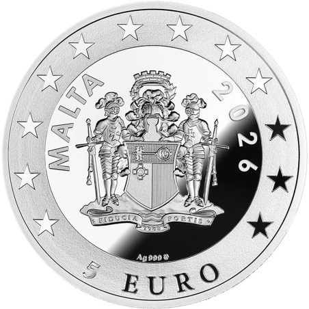 Moneda onza de plata 5 Euro Malta 2026 Reloj de Berna.