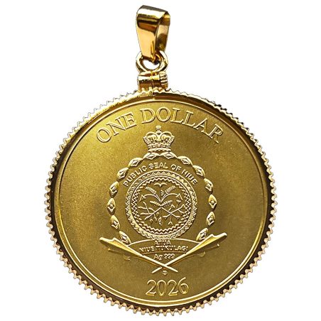 Moneda de plata 1 Dollar Niue 2026 Trébol de cuatro hojas. Colgante.