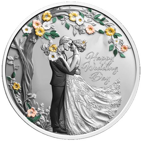 Moneda de plata 1 Dollar Niue 2026 Feliz Día de la Boda.  - 1