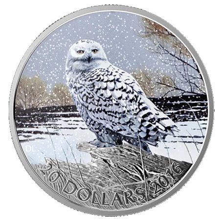 Moneda onza de plata 20$ Canadá 2016 Buho de las Nieves.  - 1