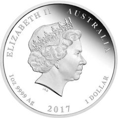 Moneda onza de plata Australia 1$ Dragón y Fénix 2017. Color