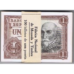 (1953/07/22) Madrid. 1 Peseta. SC. Taco de 100 billetes  - 1