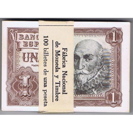 (1953/07/22) Madrid. 1 Peseta. SC. Taco de 100 billetes  - 1