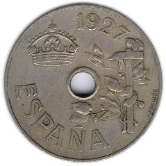 Moneda 25 céntimos 1927 Alfonso XIII. MBC