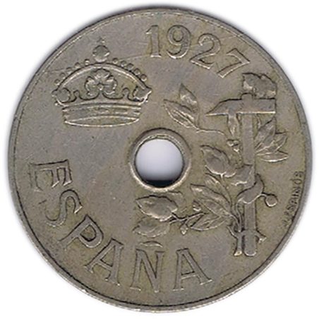 Moneda 25 céntimos 1927 Alfonso XIII. MBC
